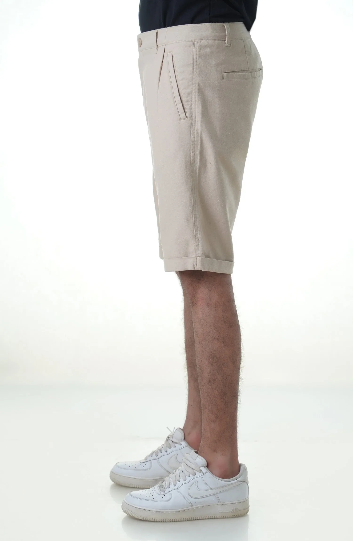 2 Qtr Linen Shorts - Khaki