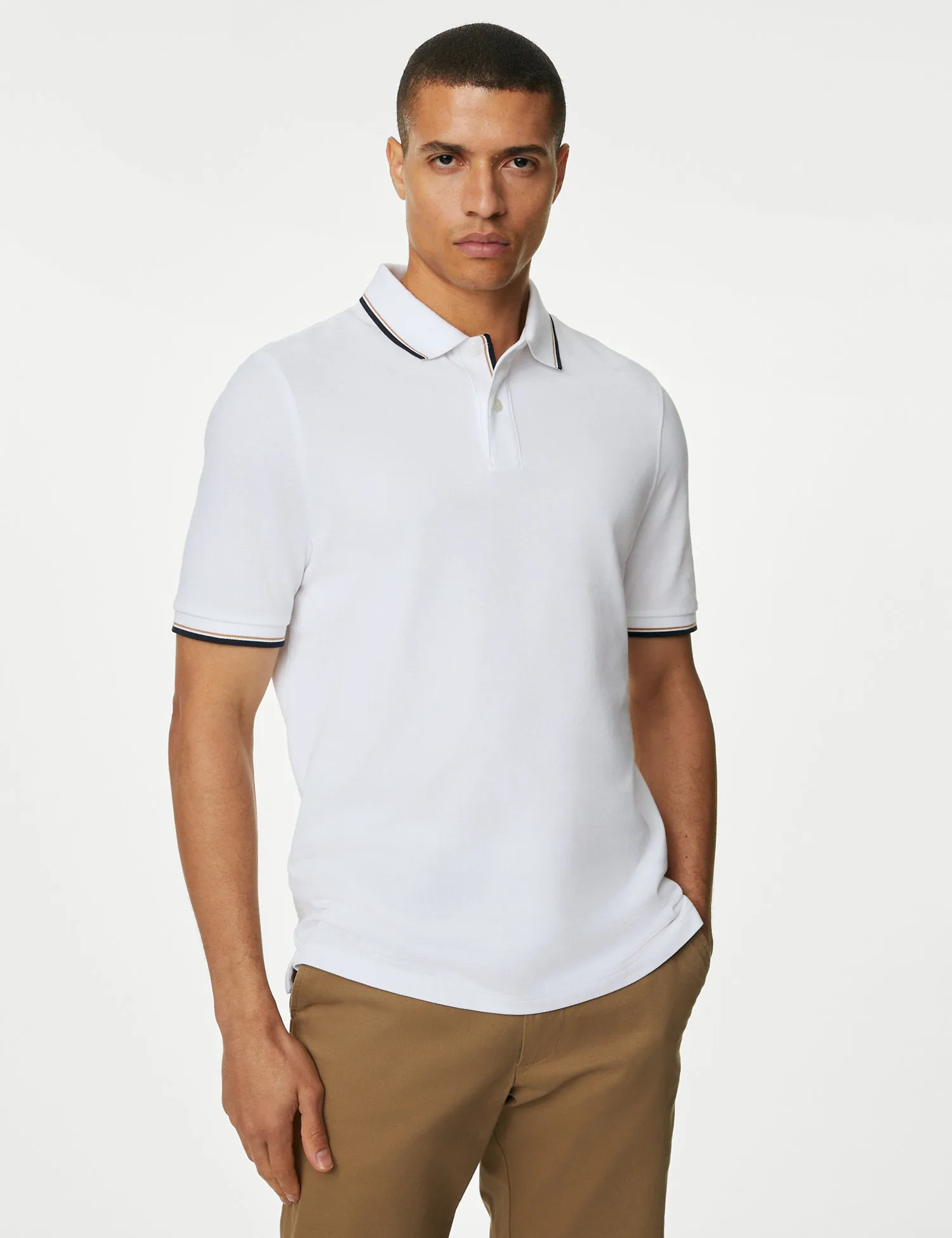 2pk Pure Cotton Tipped Polo Shirts