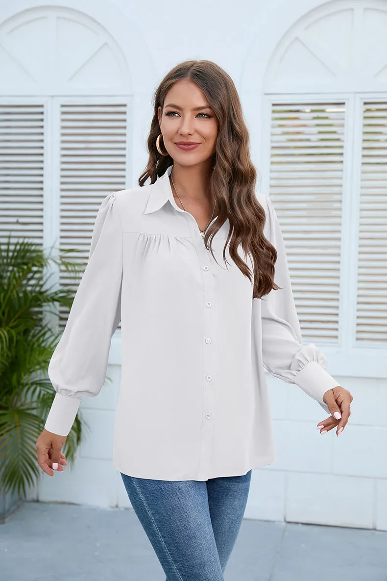 3 Elegant Puff Sleeve Collar Shirts ( S - 3X )