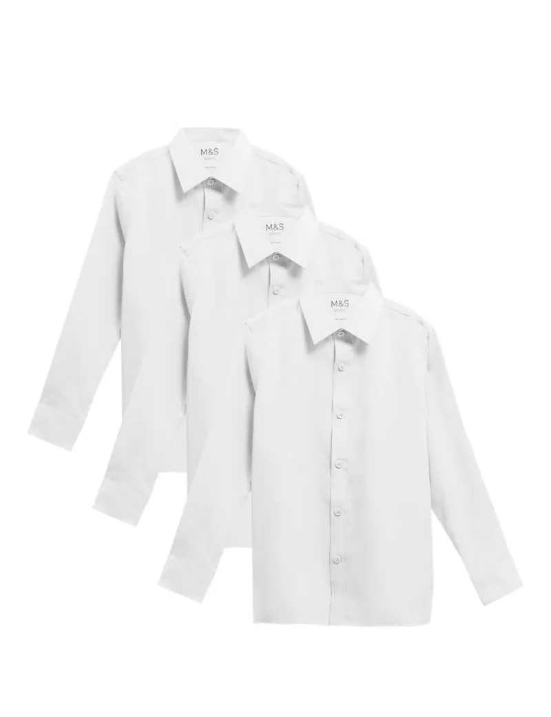 3pk Boys' Easy Iron School Shirts (2-16 Yrs)