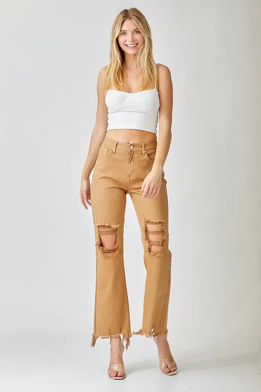 ADDIE MOCHA RISEN CROP JEANS