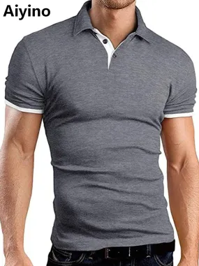 Aiyino Men's Short Sleeve Polo Shirts Casual Slim Fit Basic Designed Cotton Shirts