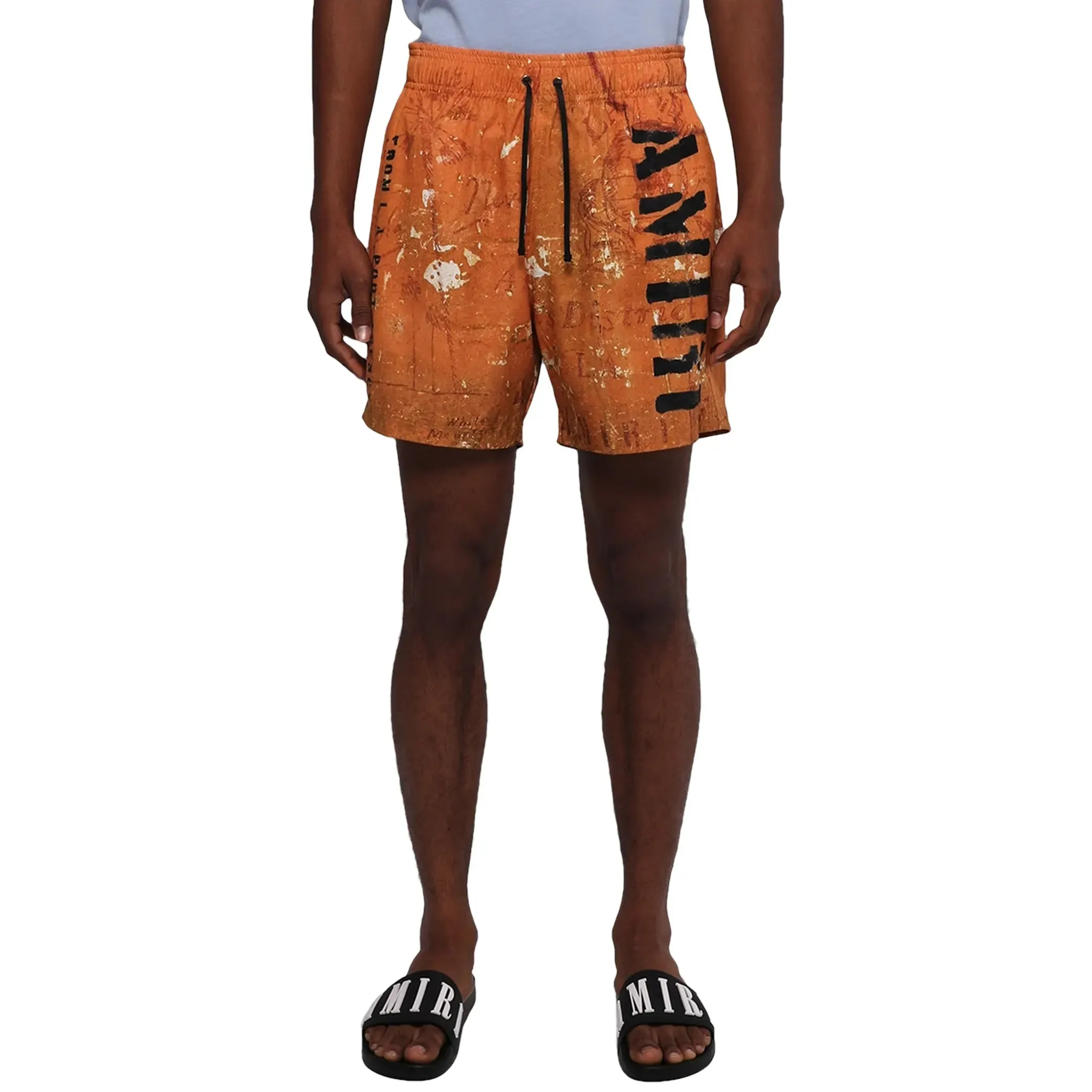 Amiri Stencil Military Orange Swim Shorts