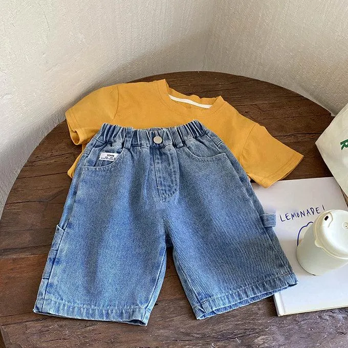 Baby Kid Boys Solid Color Shorts Jeans