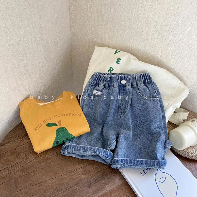 Baby Kid Boys Solid Color Shorts Jeans