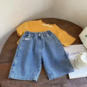 Baby Kid Boys Solid Color Shorts Jeans