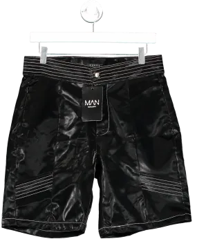 boohooMan Black Contrast Stitch Biker Shorts UK M