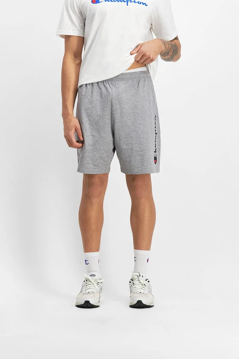 CHAMPION MEN'S SCRIPT GREY OXFORD HEATHER JERSEY SHORTS