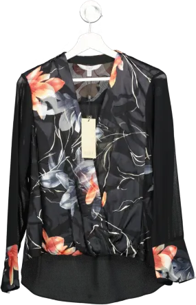 Coast Black Floral Chiffon Layered Wrap Blouse BNWT UK 14