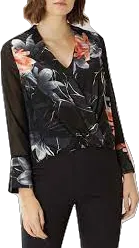 Coast Black Floral Chiffon Layered Wrap Blouse BNWT UK 14