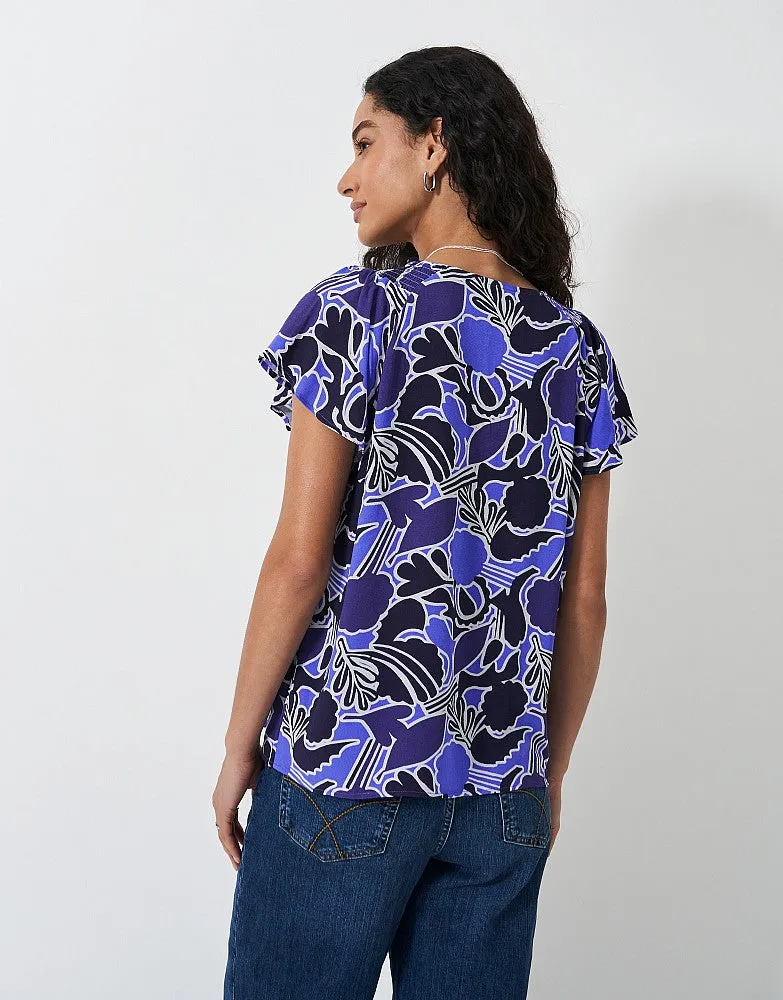 Crew Clothing - Tia Frill Top - Abstract Floral