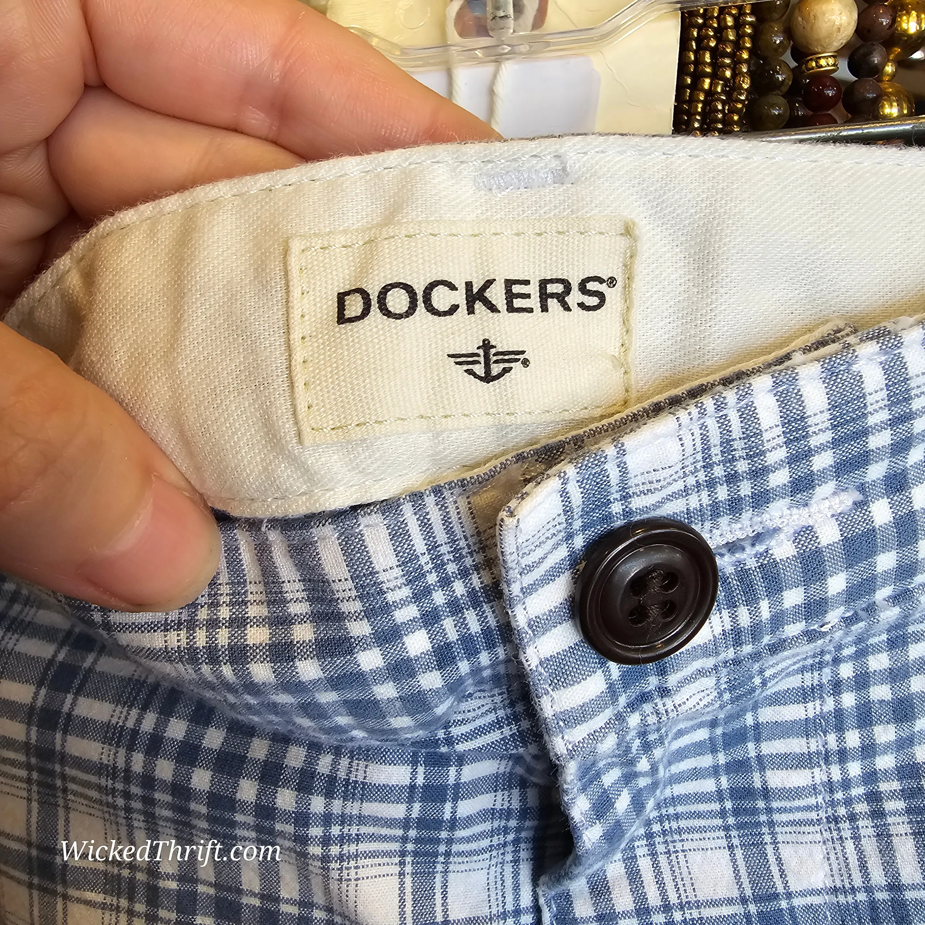 DOCKERS Blue Plaid Summer Shorts 40