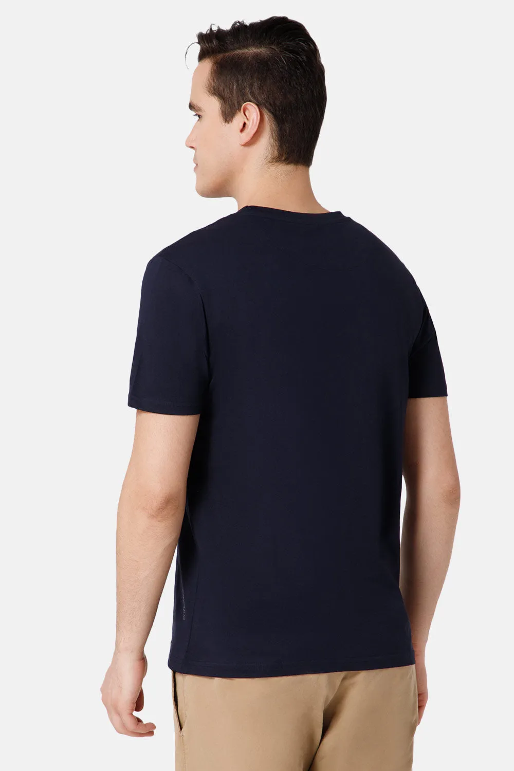 Enhance Printed Crew Neck Men's Casual T-Shirts - Navy - TS25