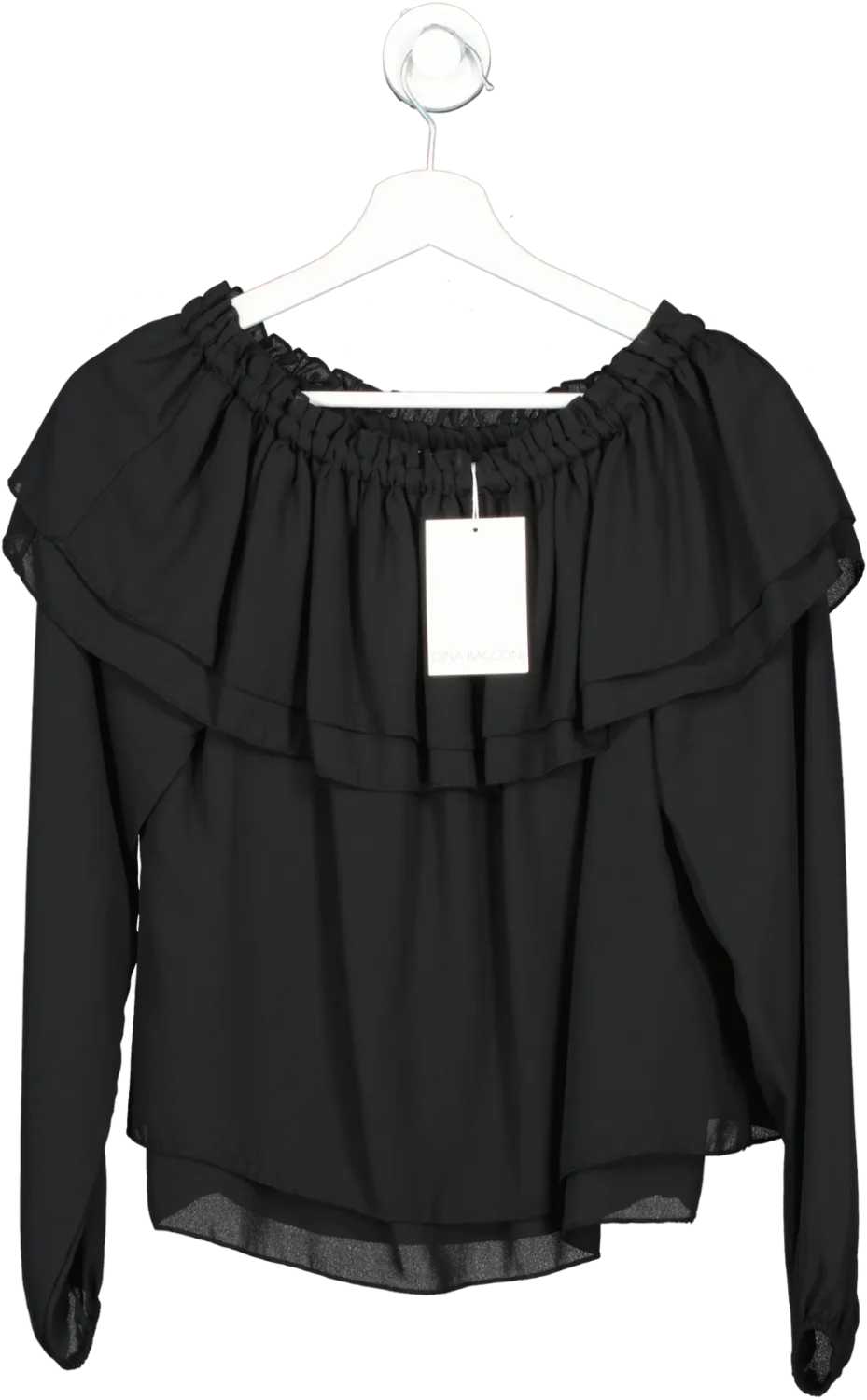 Gina Bacconi Black Ruffle Blouse UK S