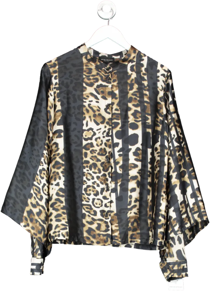 James Lakeland Brown Leopard Detail Blouse UK 14