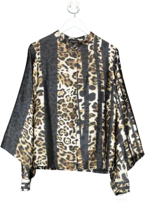 James Lakeland Brown Leopard Detail Blouse UK 14