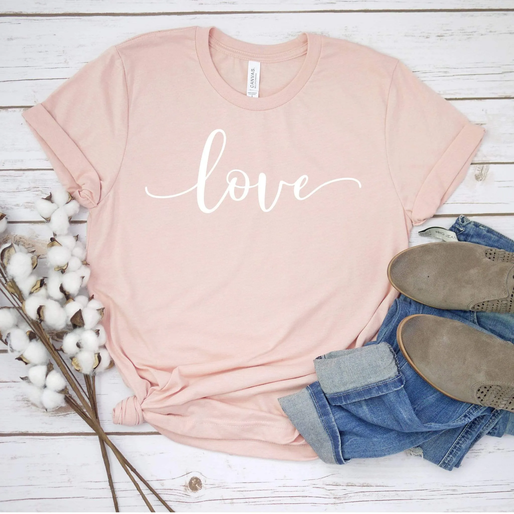 Love comfy boutique t-shirt for women in mauve or peach | 721 done