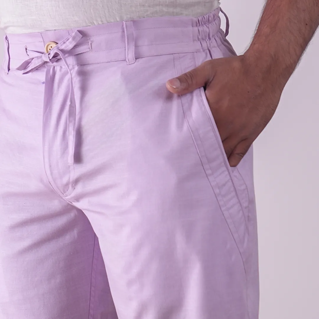 Mauve Cotton Linen Shorts