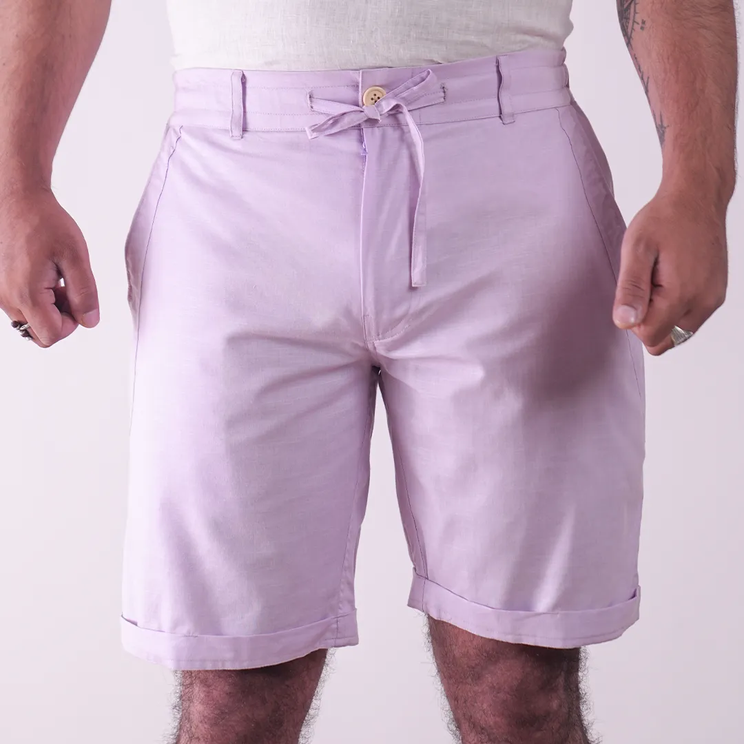 Mauve Cotton Linen Shorts