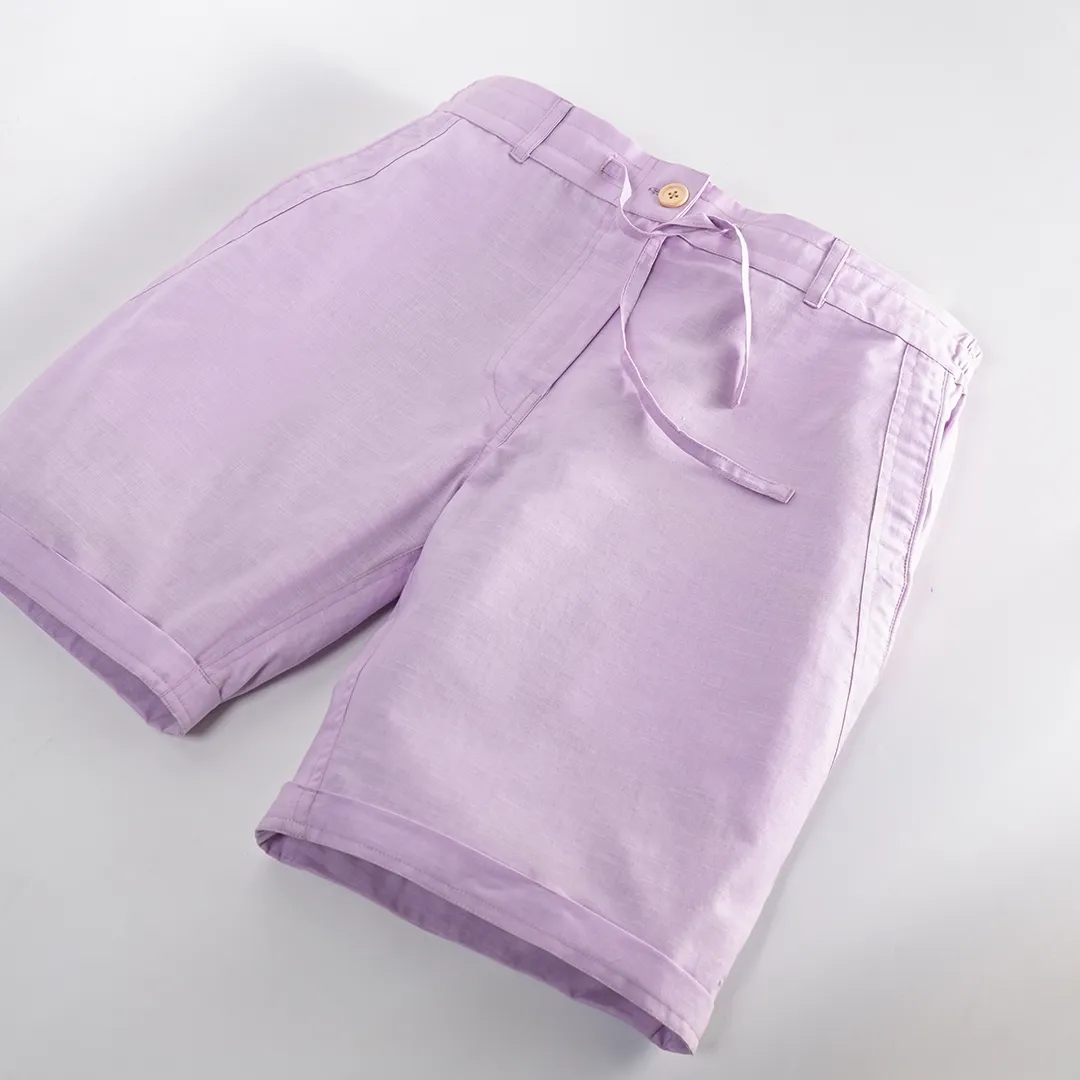 Mauve Cotton Linen Shorts