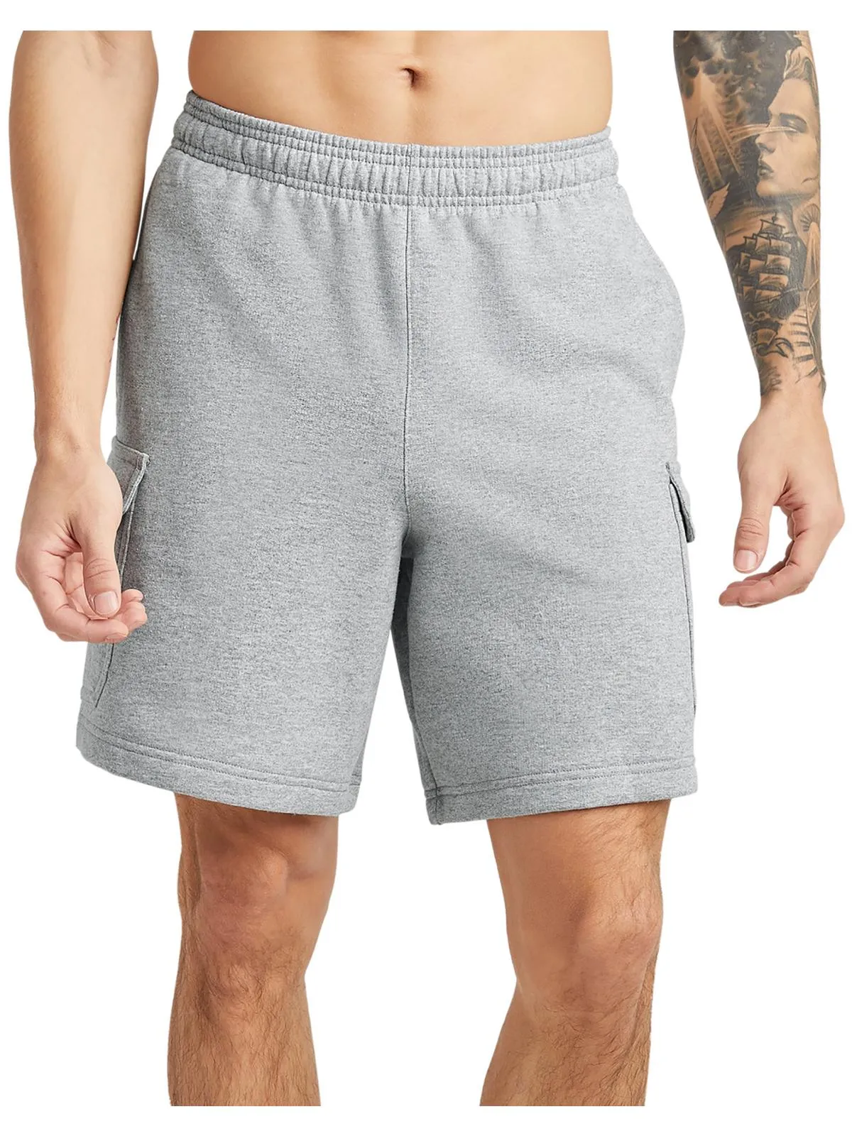 Mens Heathered Cotton Cargo Shorts