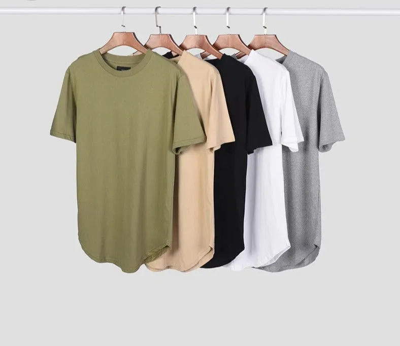 Men's Urban Clothing Long T Shirt with Curved Hem