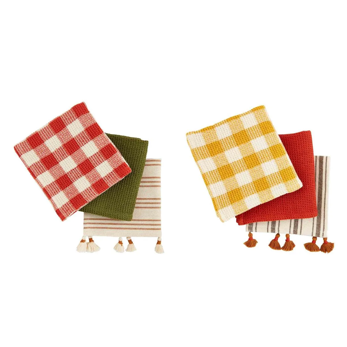 Mudpie NEUTRAL PATTERNED TASSEL TOWEL SETS