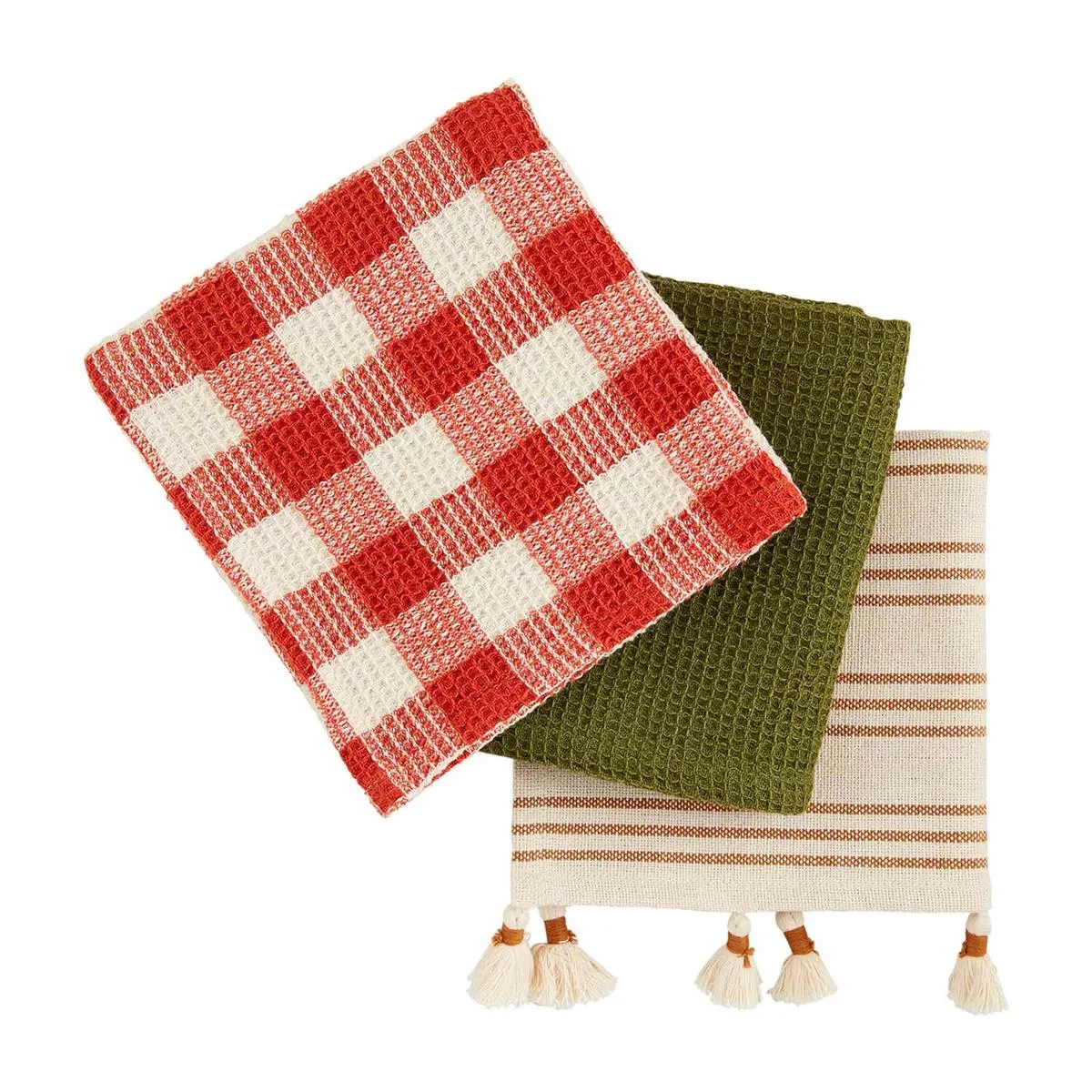 Mudpie NEUTRAL PATTERNED TASSEL TOWEL SETS