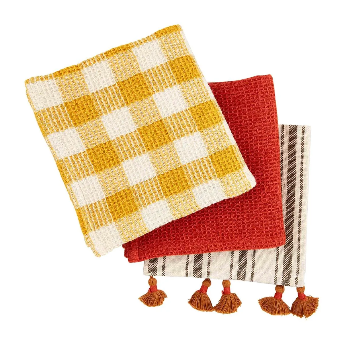 Mudpie NEUTRAL PATTERNED TASSEL TOWEL SETS