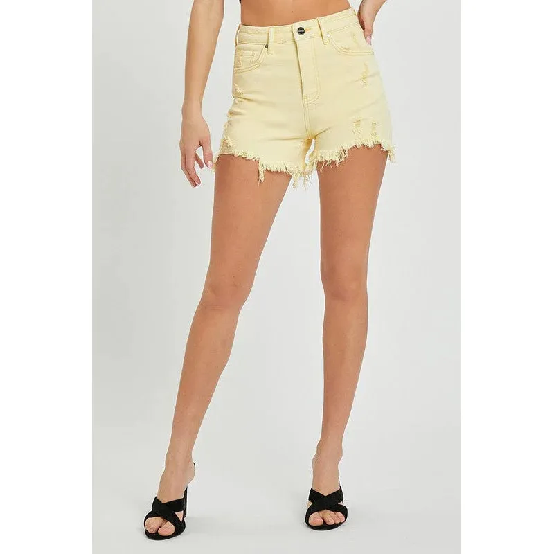 Pale Yellow High Rise Shorts