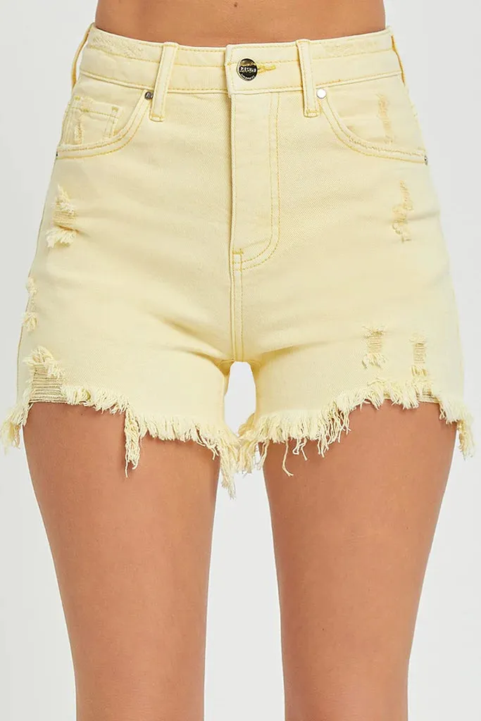 Pale Yellow High Rise Shorts