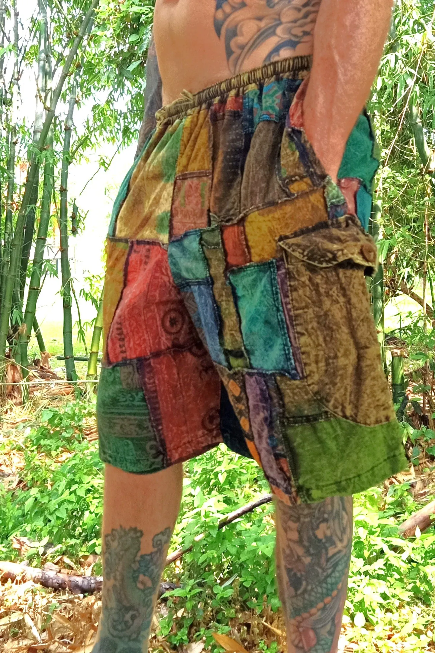 Patchwork Cargo Shorts