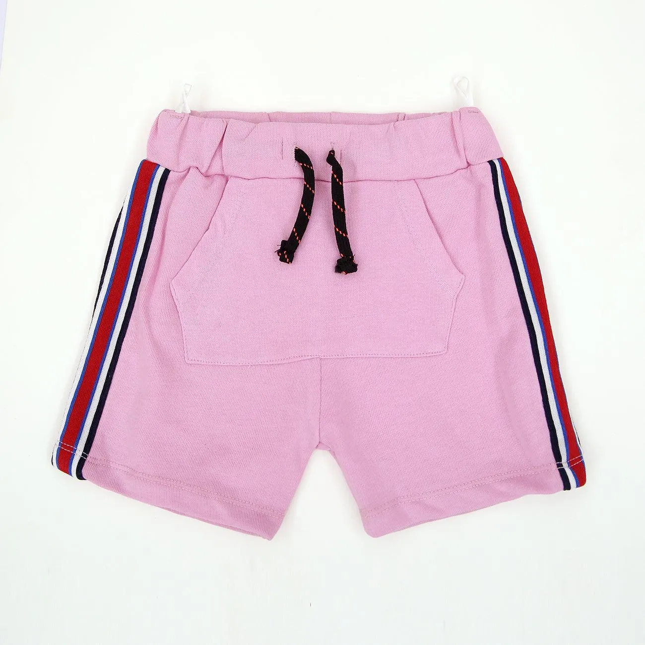 Premium Quality Pink Printed Soft Cotton Stripe Short For Kids (LE-11698)