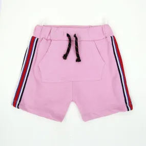 Premium Quality Pink Printed Soft Cotton Stripe Short For Kids (LE-11698)