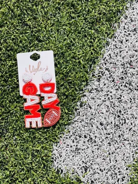 Red Day Football Earring