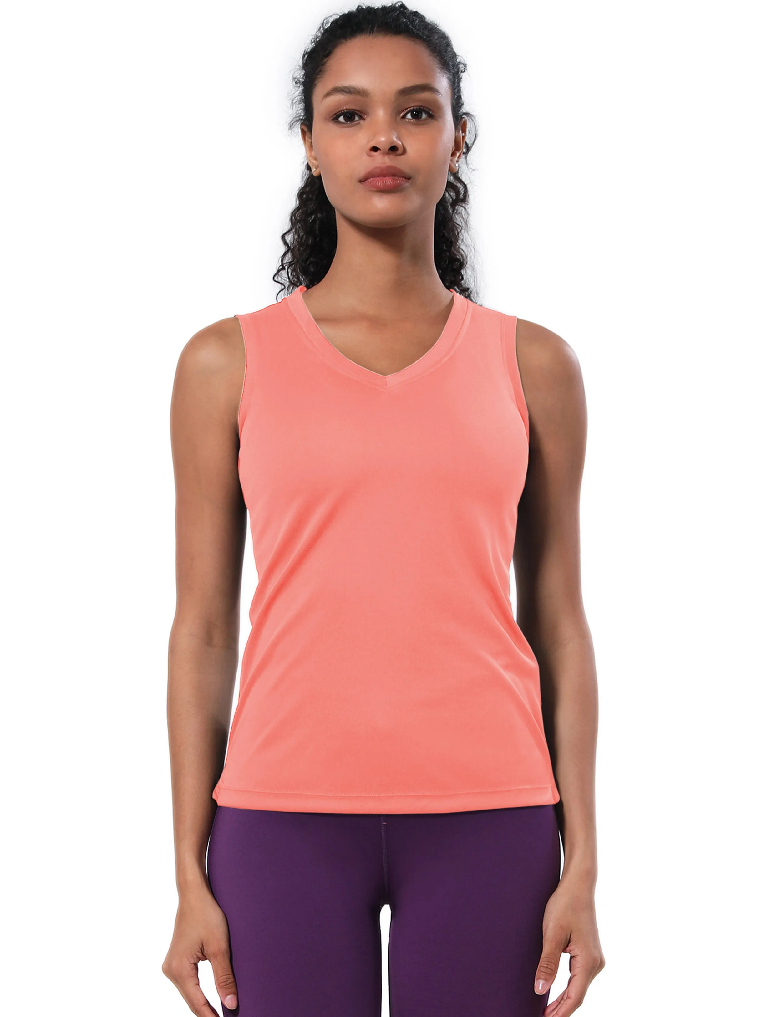 V Neck Sleeveless Athletic Shirts coral