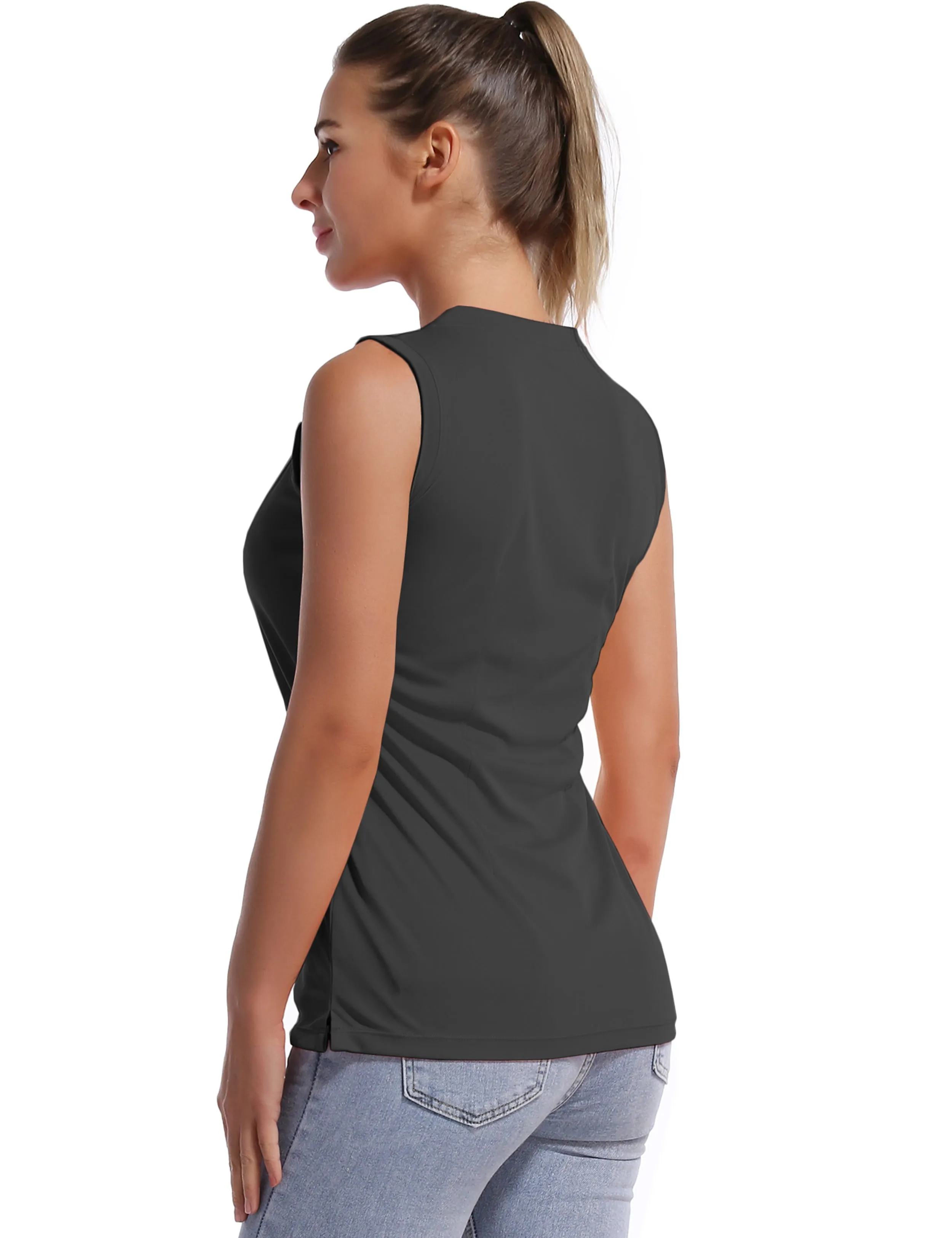 V Neck Sleeveless Athletic Shirts shadowcharcoal_yogastudio