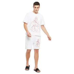 White Naruto Boxy Fit Tshirt and Shorts Clothing Set