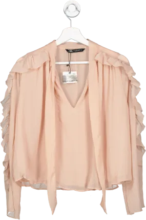 ZARA Nude Ruffle blouse BNWT UK M