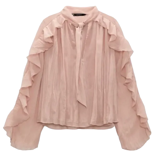 ZARA Nude Ruffle blouse BNWT UK M